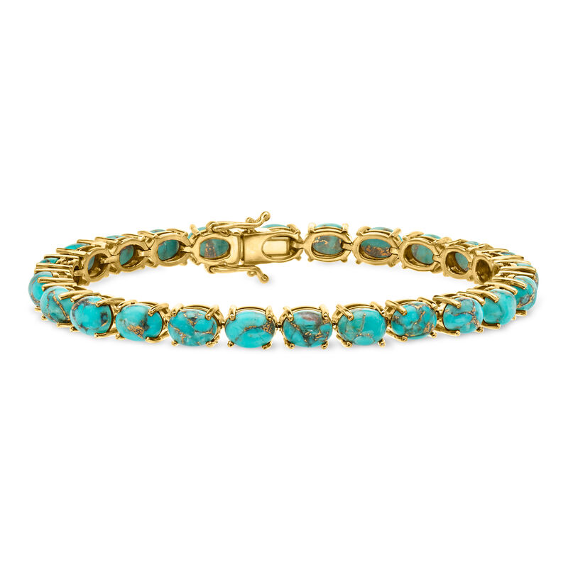 Turquoise Tennis Bracelet in 18kt Gold Over Sterling image number 0