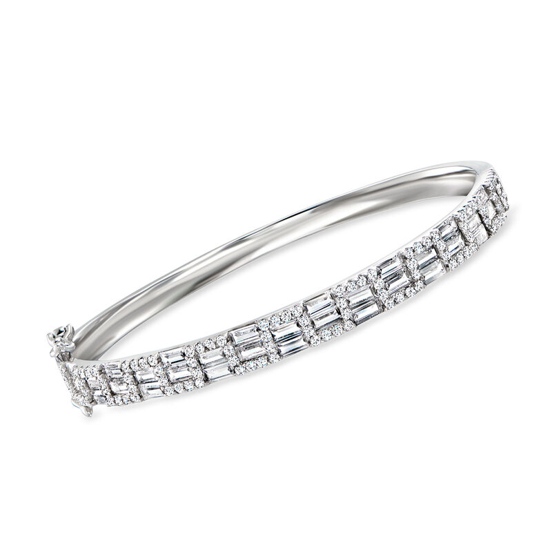 5.40 ct. t.w. CZ Bangle Bracelet in Sterling Silver. 7&quot; image number 0
