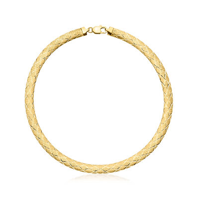Italian 8mm 14kt Yellow Gold-Plated Reversible Omega Necklace