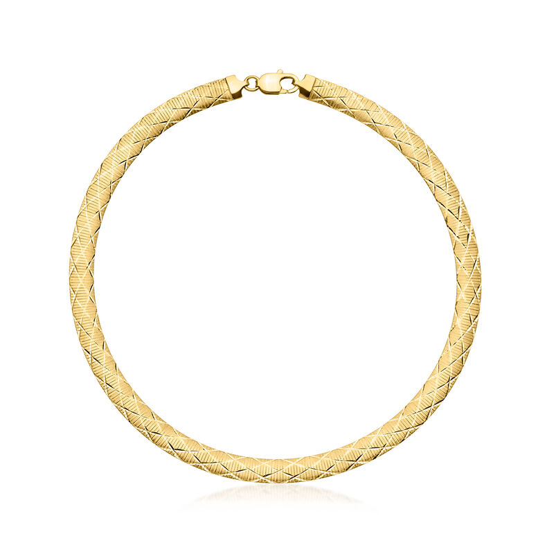 Italian 8mm 14kt Yellow Gold-Plated Reversible Omega Necklace image number 0