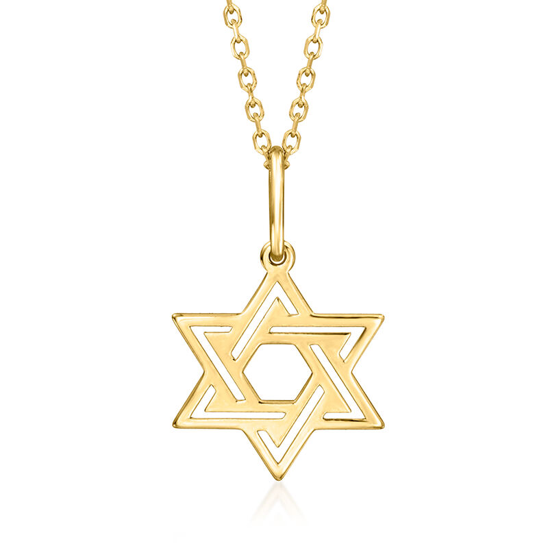 14kt Yellow Gold Star of David Pendant Necklace. 18&quot; image number 1