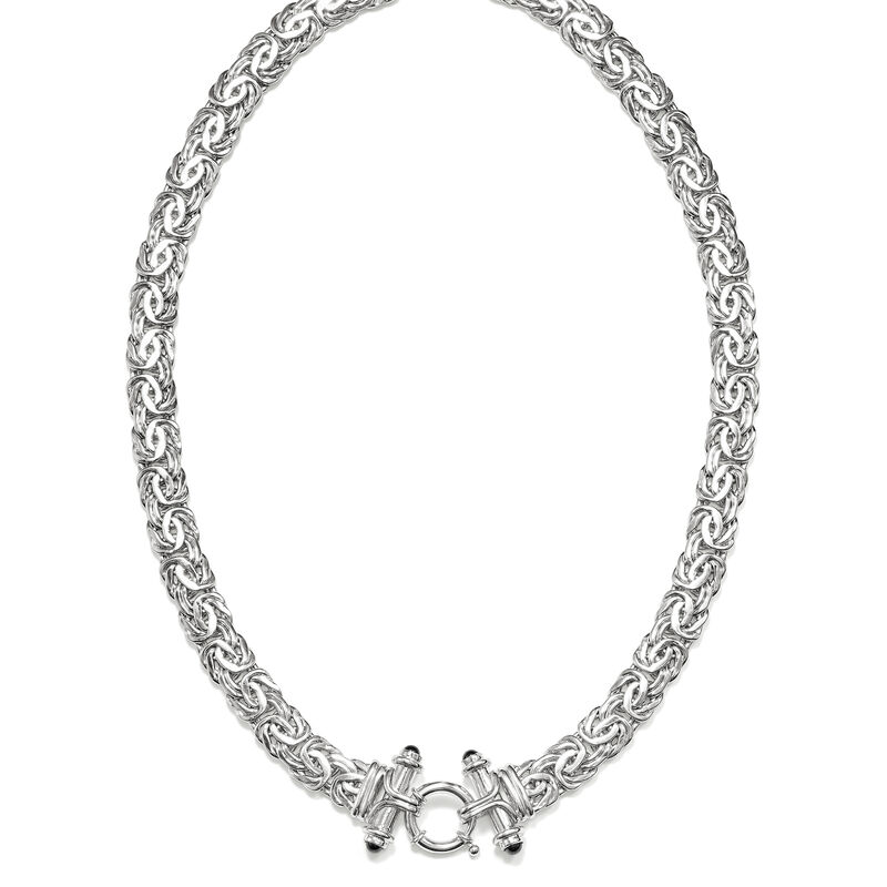 Sterling Silver Byzantine Necklace with Black Onyx image number 3