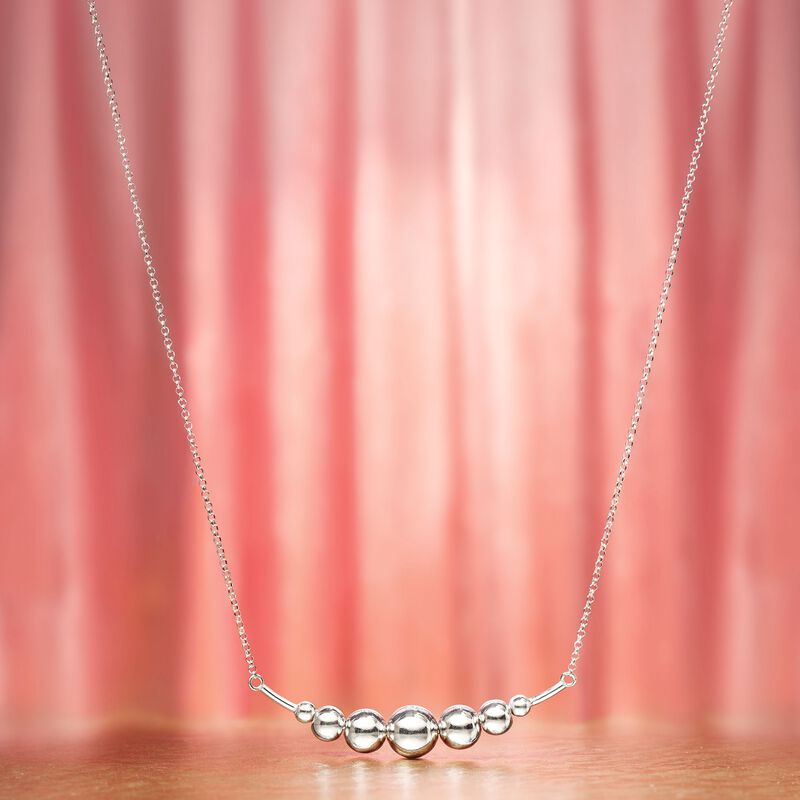 Italian Sterling Silver Graduated Ball Bar Necklace image number 2