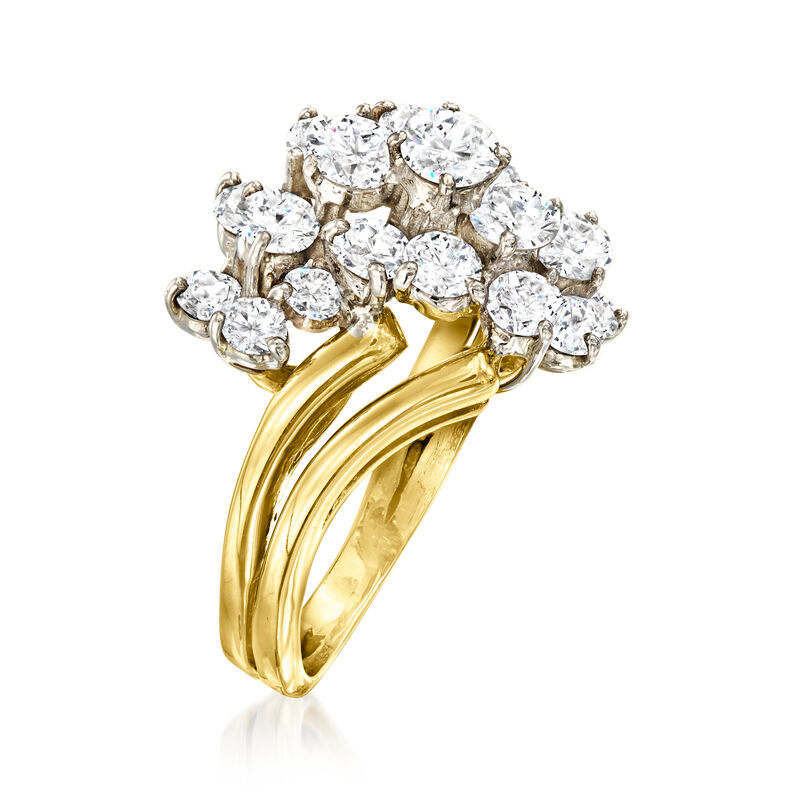 C. 1980 Vintage 2.35 ct. t.w. Diamond Waterfall Ring in 18kt Two-Tone Gold image number 2