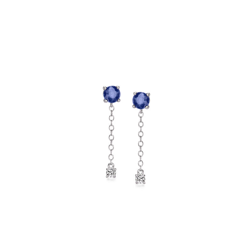.60 ct. t.w. Sapphire and .25 ct. t.w. Lab-Grown Diamond Jewelry Set: Sterling Silver Earrings with Removable Drops image number 2