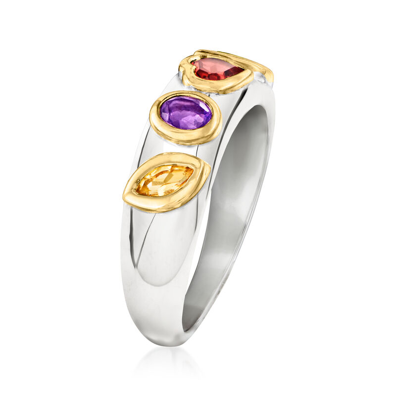 .50 ct. t.w. Multi-Gemstone Ring in Sterling Silver and 18kt Gold Over Sterling image number 2