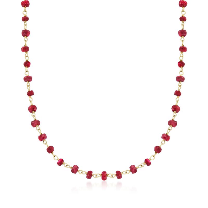 20.00 ct. t.w. Ruby Bead Necklace in 14kt Yellow Gold Over Sterling Silver image number 0
