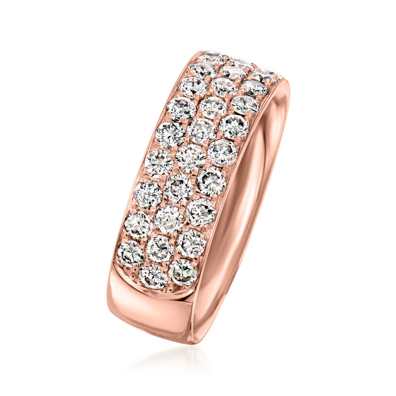 C. 2000 Vintage 1.52 ct. t.w. Diamond Three-Row Ring in 14kt Rose Gold. Size 6.75 image number 2