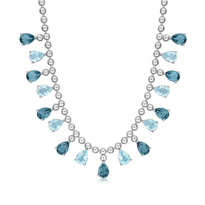 15.00 ct. t.w. London and Sky Blue Topaz Necklace in Sterling Silver. 17" image number 0