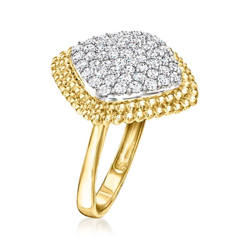 1.00 ct. t.w. Pave Diamond Beaded-Edge Ring in 18kt Gold Over Sterling image number 2