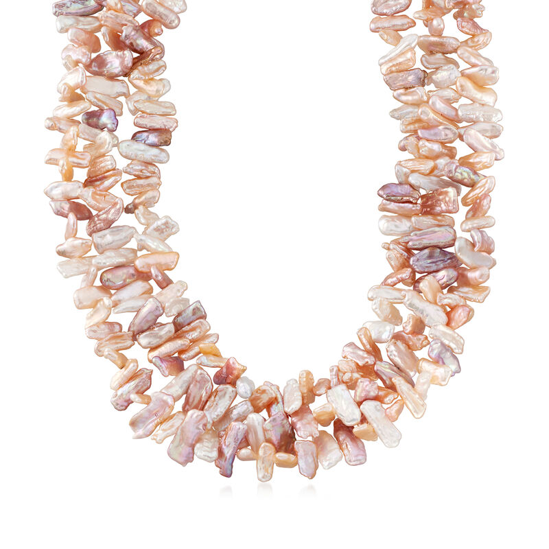 Cultured Pearl and Biwa Pearl Multi-Strand Necklace in 14kt Yellow Gold image number 0