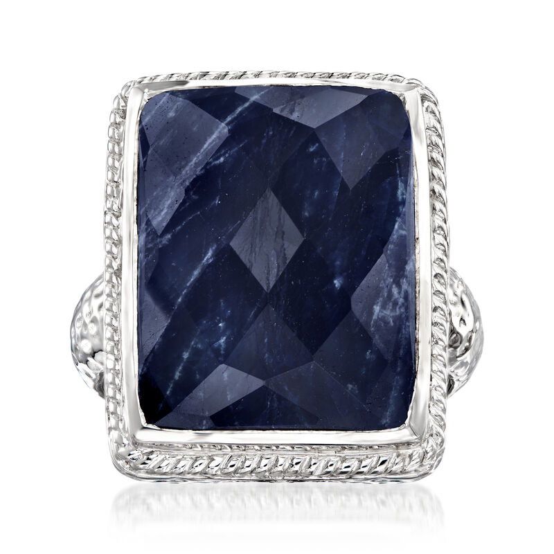 17.00 Carat Sapphire Roped-Edge Ring in Sterling Silver image number 0