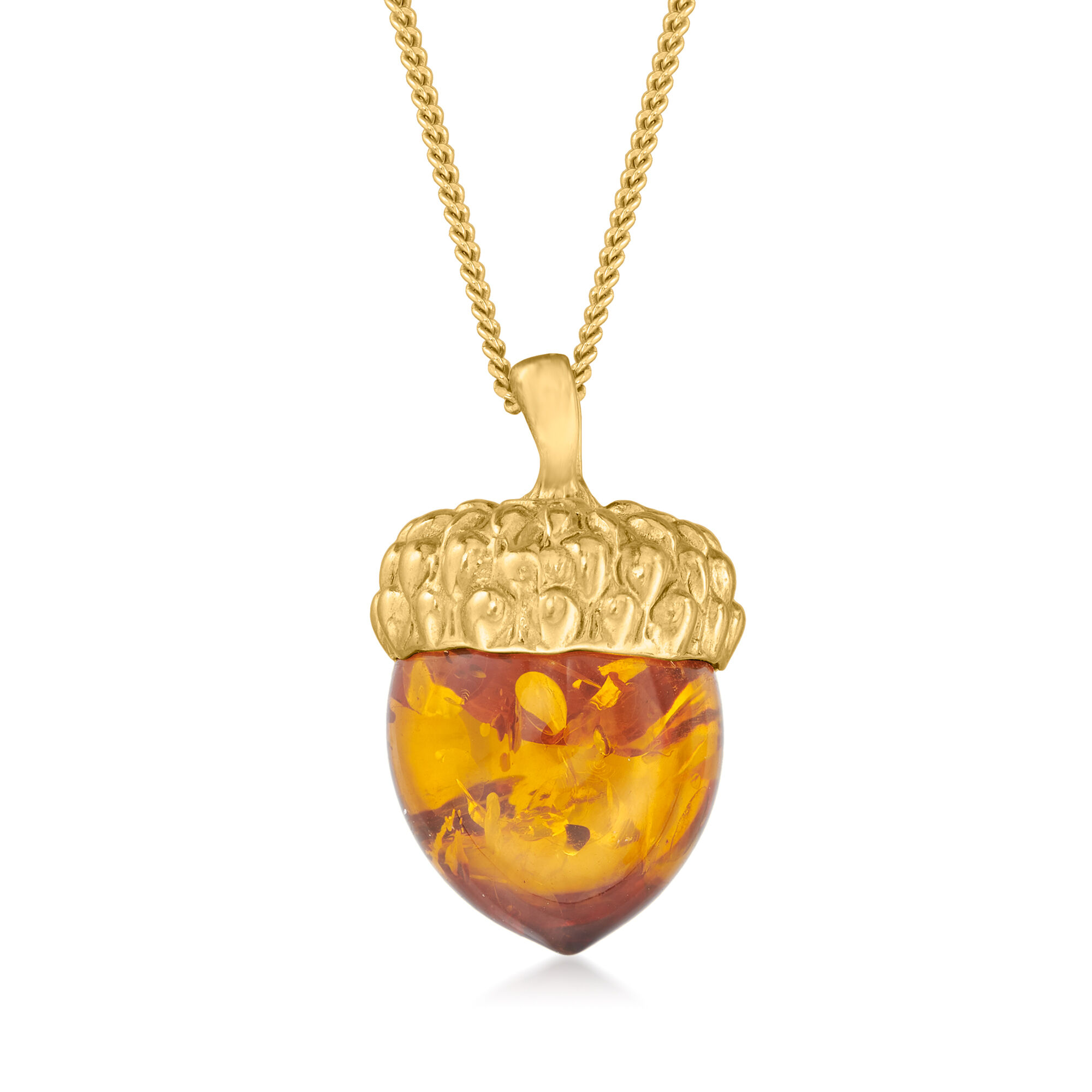 Amber Acorn Pendant Necklace in 18kt Gold Over Sterling | Ross Simons