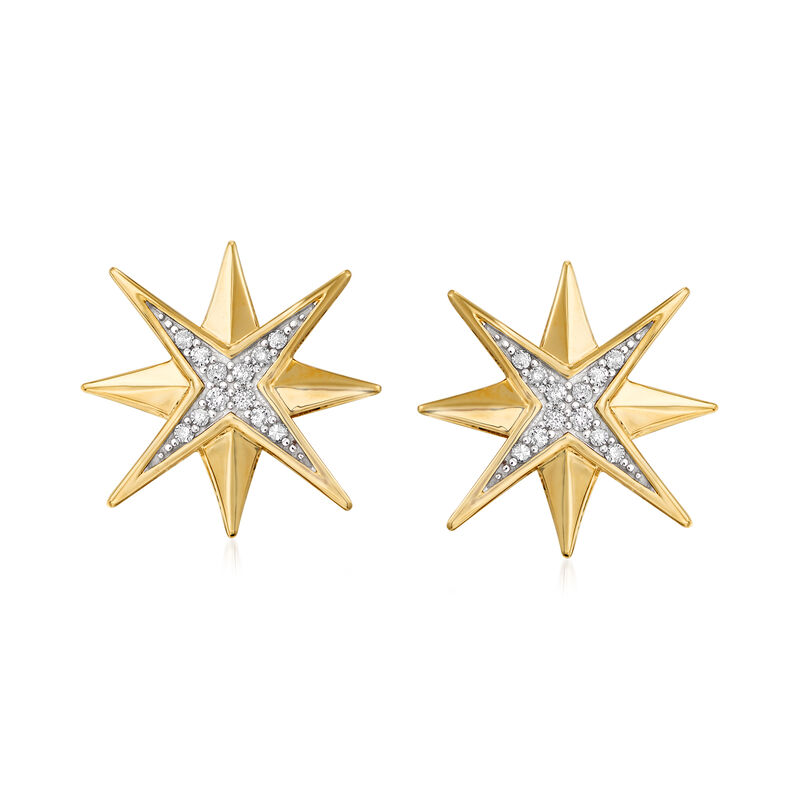 .10 ct. t.w. Diamond Star Earrings in 14kt Yellow Gold image number 0