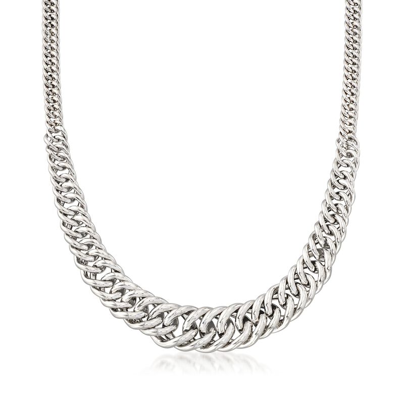 Italian Sterling Silver Graduated Curb-Link Necklace. 18&quot; image number 1