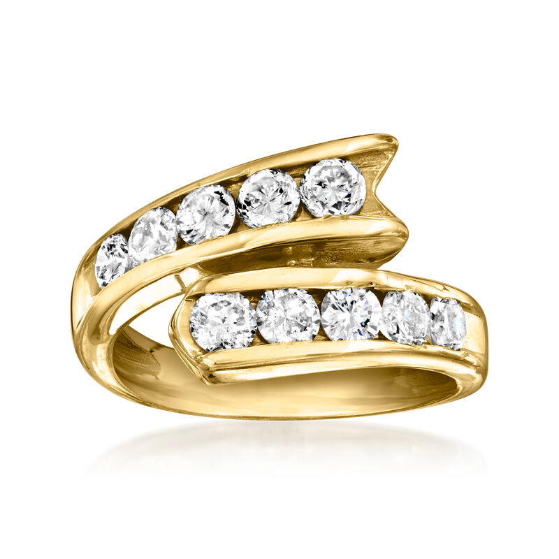C. 1990 Vintage 1.40 ct. t.w. Diamond Bypass Ring in 10kt Yellow Gold. Size 6 image number 0