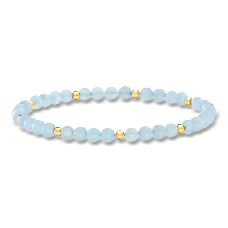 20.00 ct. t.w. Aquamarine Bead Stretch Bracelet with 14kt Yellow Gold image number 0