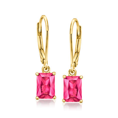 2.00 ct. t.w. Lab-Grown Pink Sapphire Drop Earrings in 18kt Gold Over Sterling