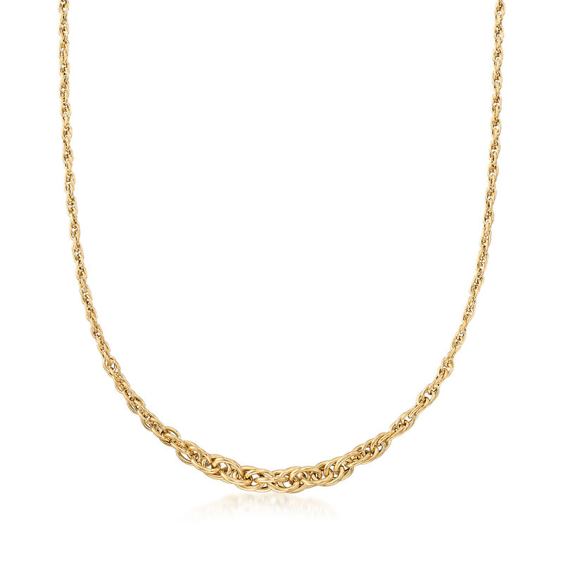 Italian 14kt Yellow Gold Twisted Link Graduating Necklace. 20&quot; image number 0