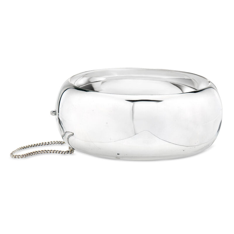 C. 2000 Vintage Sterling Silver Wide Bangle Bracelet. 7" image number 0