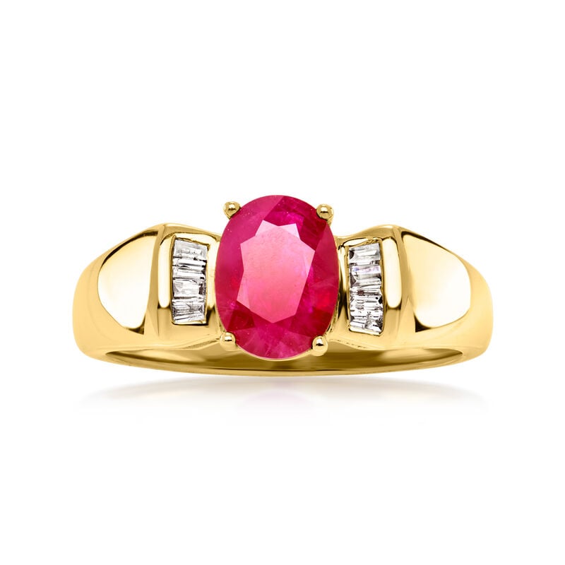 C. 1980 Vintage 1.35 Carat Ruby Ring with .12 ct. t.w. Diamonds in 14kt Yellow Gold. Size 7.5 image number 0