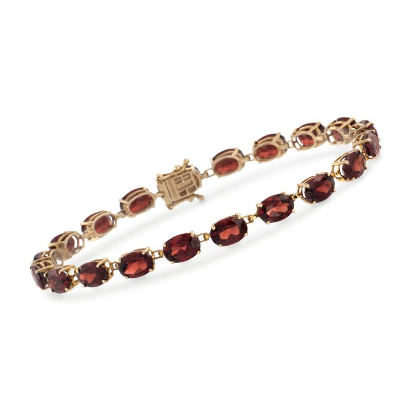 20.00 ct. t.w. Oval Garnet Tennis Bracelet in 14kt Yellow Gold image number 0