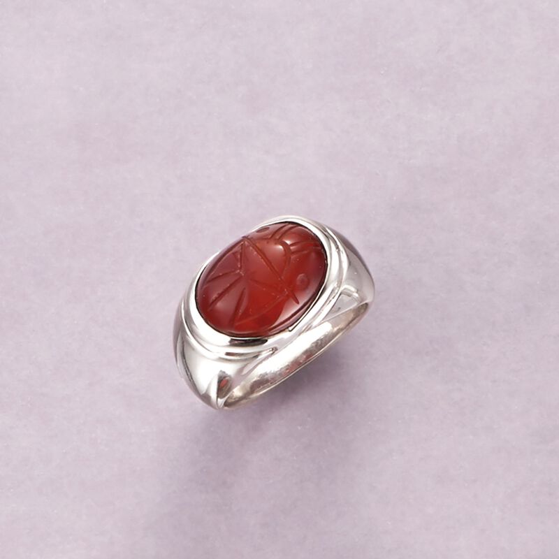 Orange Onyx Scarab Ring in Sterling Silver image number 4