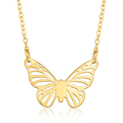 Italian 10kt Yellow Gold Butterfly Necklace