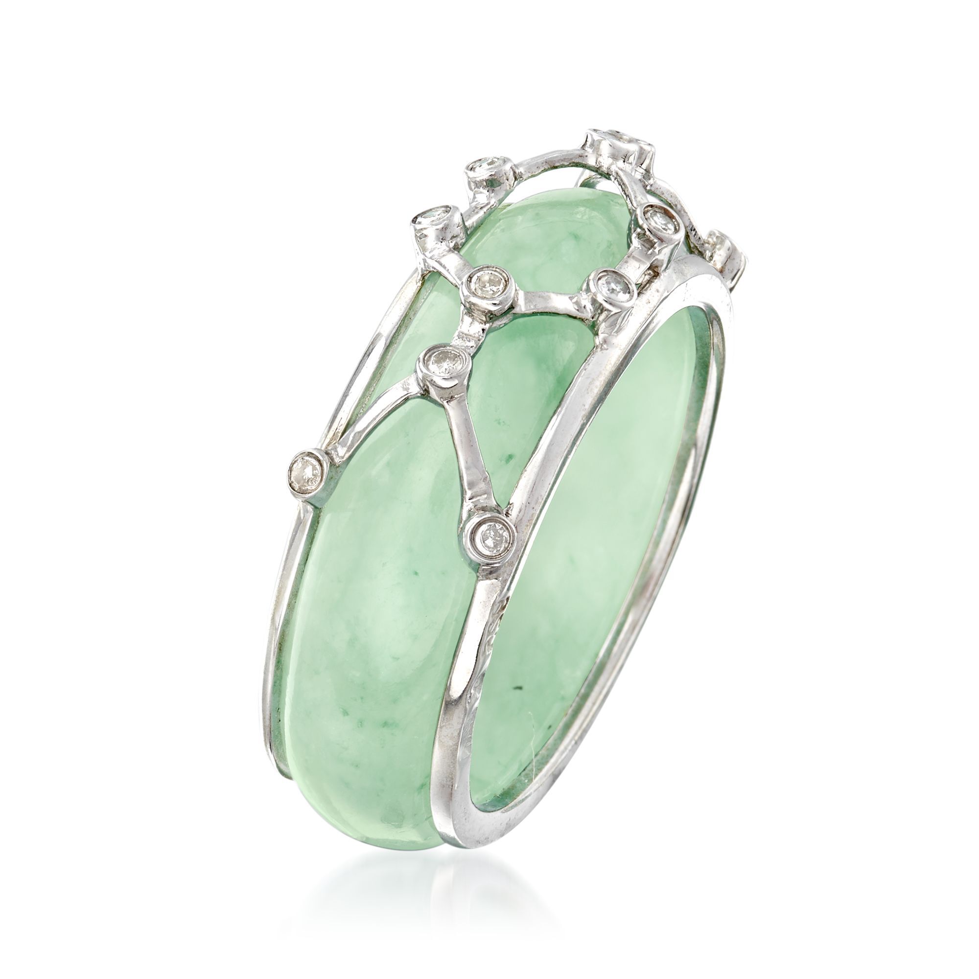 Multicolored Jade Jewelry Set Five Interchangeable Rings with Sterling Silver Ring Jacket