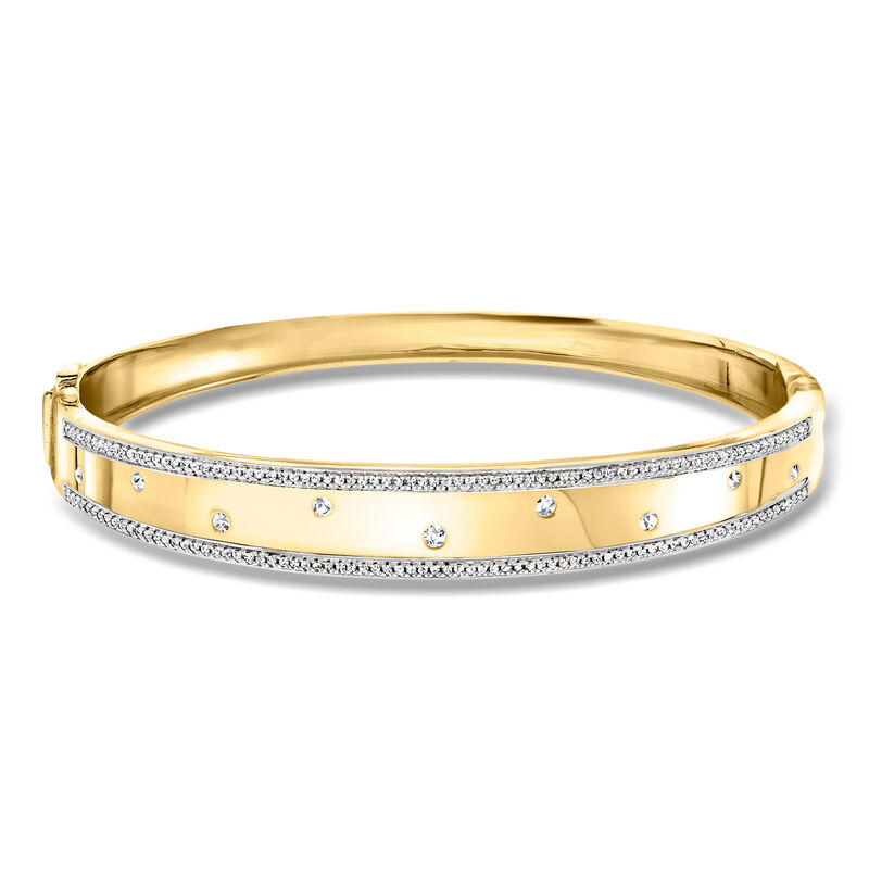 .51 ct. t.w. Scattered-Diamond Bangle Bracelet in 18kt Yellow Gold. 7" image number 0