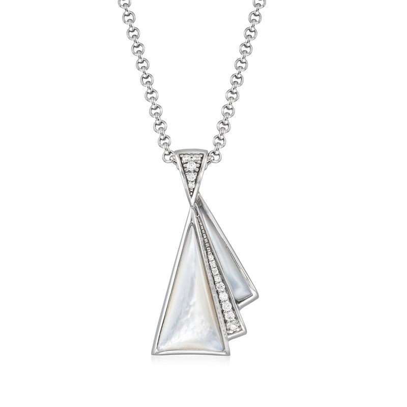 Belle Etoile &quot;Empire&quot; Mother-Of-Pearl and .21 ct. t.w. CZ Pendant in Sterling Silver image number 0
