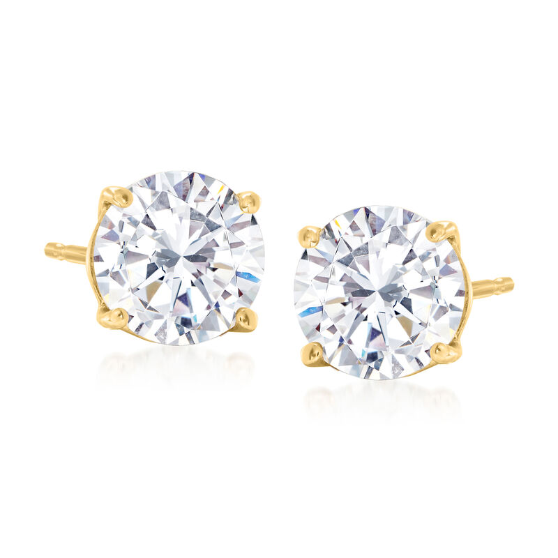 6.00 ct. t.w. CZ Jewelry Set: Three Pairs of Stud Earrings in 18kt Gold Over Sterling image number 6