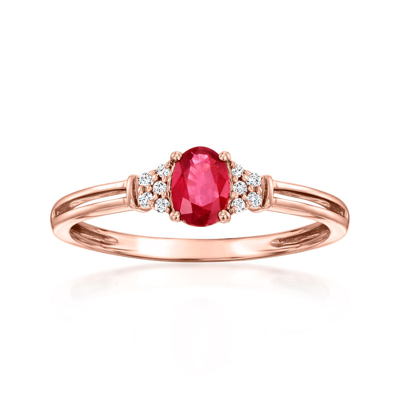 .40 Carat Ruby Ring with Diamonds in 14kt Rose Gold image number 0