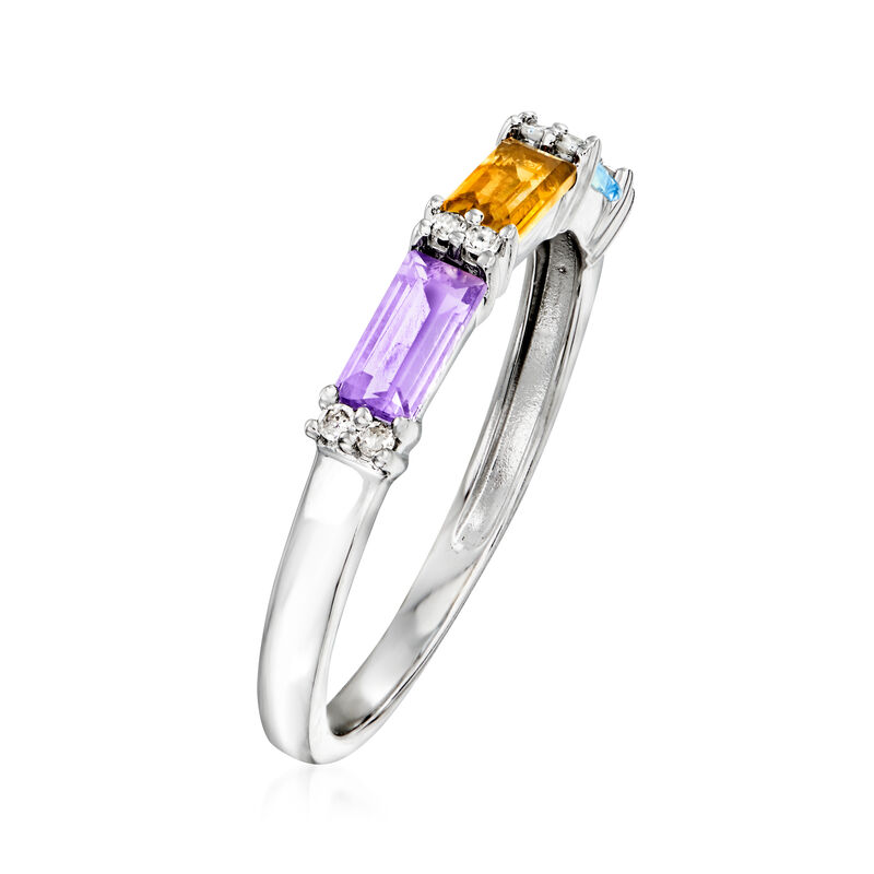 .65 ct. t.w. Multi-Gemstone Ring with Diamond Accents in 14kt White Gold image number 2