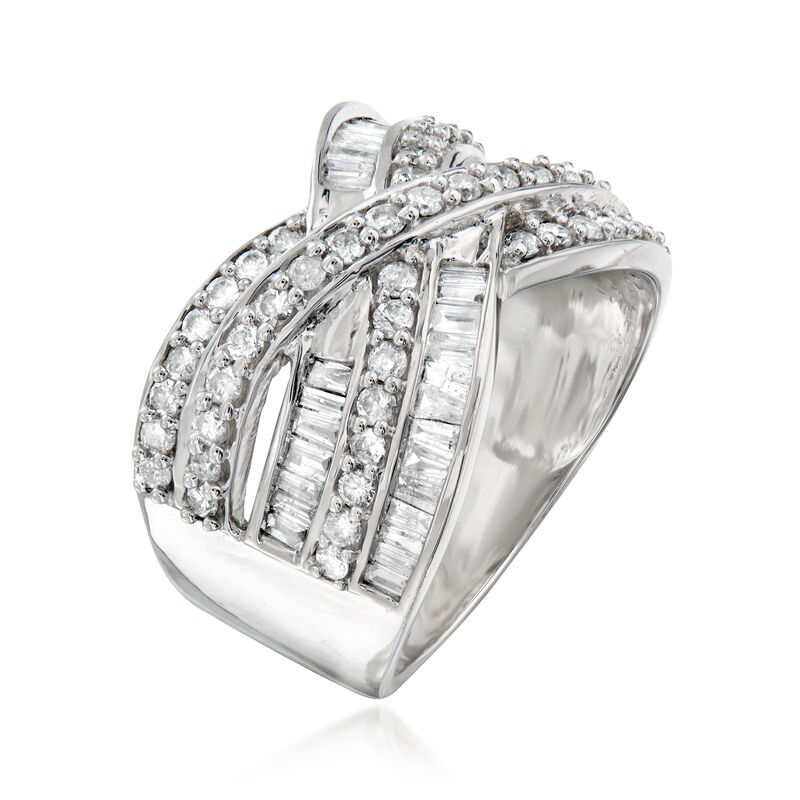 1.25 ct. t.w. Baguette and Round Diamond Highway Ring in Sterling Silver image number 2