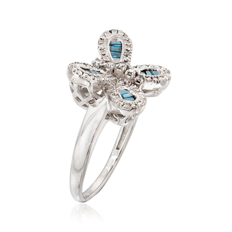 .50 ct. t.w. Blue and White Diamond Butterfly Ring in Sterling Silver image number 2