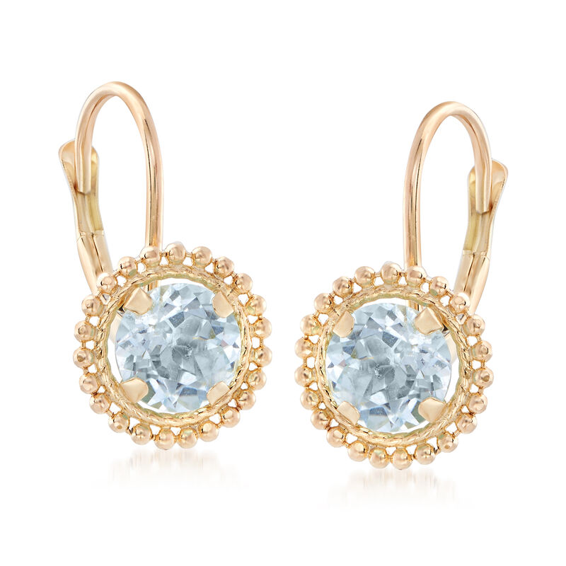 1.10 ct. t.w. Blue Topaz Beaded Drop Earrings in 14kt Yellow Gold image number 3