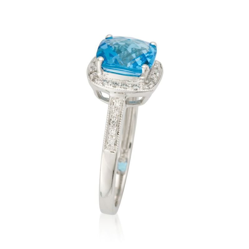 2.25 Carat Blue Topaz and .15 ct. t.w. Diamond Ring in 14kt White Gold image number 1