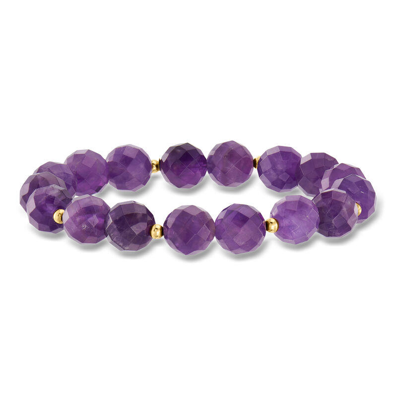 110.00 ct. t.w. Amethyst Bead Stretch Bracelet with 14kt Yellow Gold image number 0