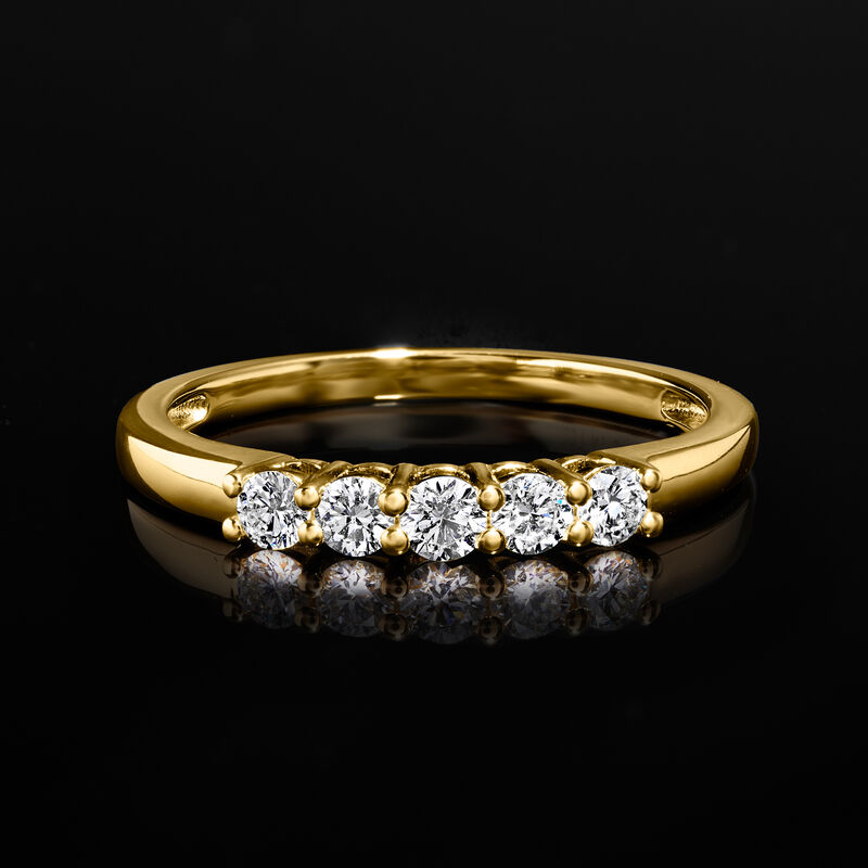 .50 ct. t.w. Lab-Grown Diamond Five-Stone Ring in 18kt Gold Over Sterling image number 3