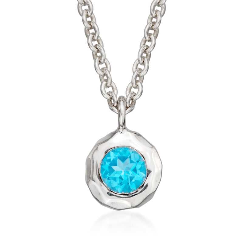 Zina Sterling Silver &quot;Sahara&quot; .60 Carat Blue Topaz Pendant Necklace. 17&quot; image number 1