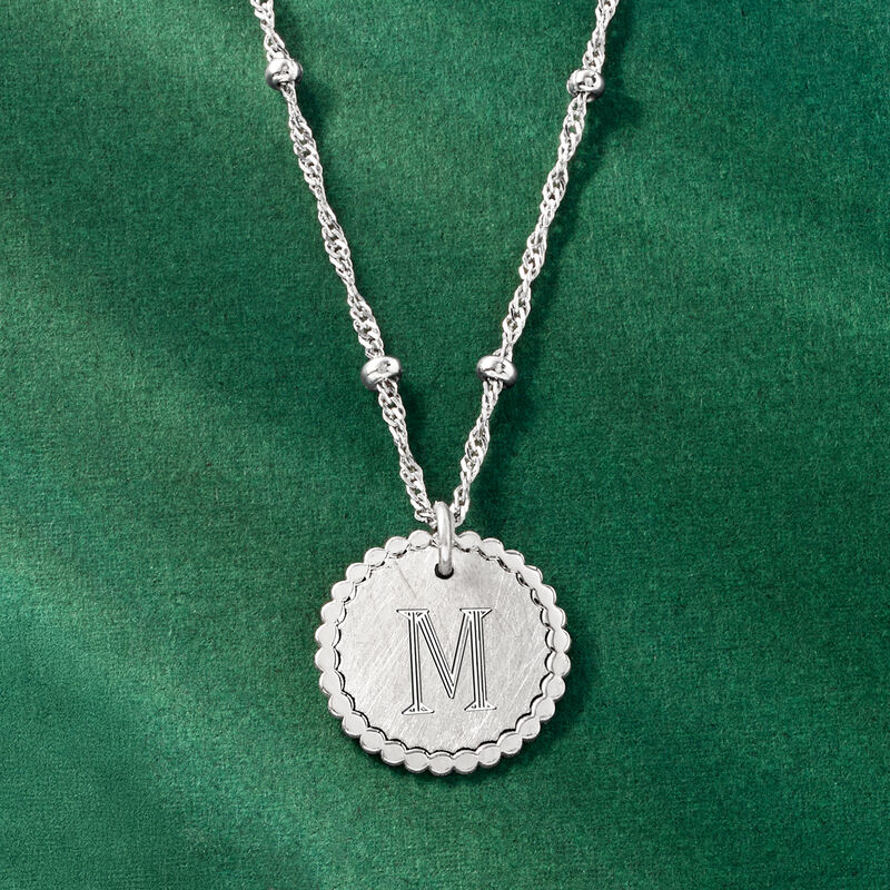 Italian Sterling Silver Personalized Disc Necklace image number 2