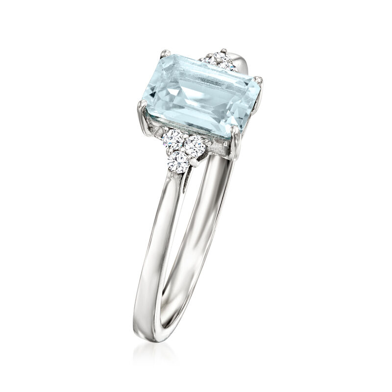 1.00 Carat Aquamarine Ring with Diamonds in 14kt White Gold image number 2