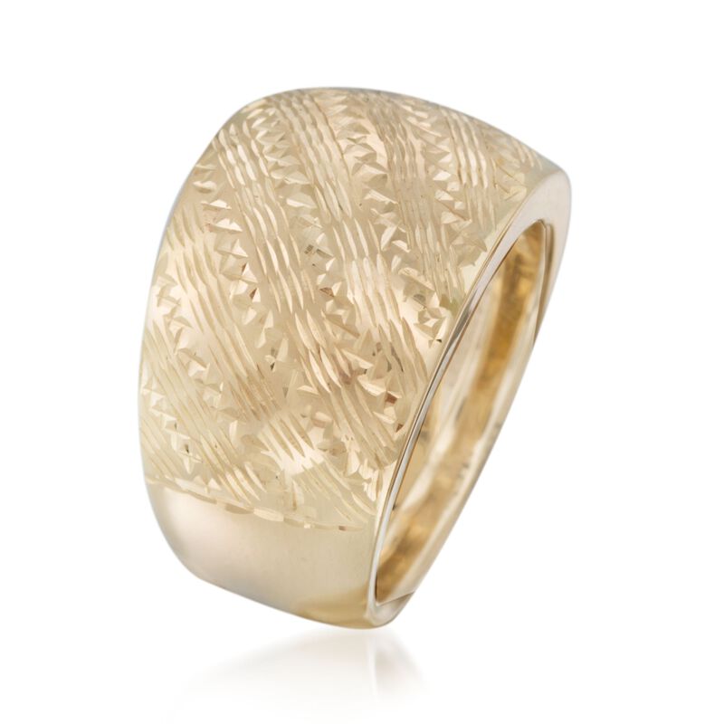 Italian 14kt Yellow Gold Diagonal Diamond-Cut Ring image number 2