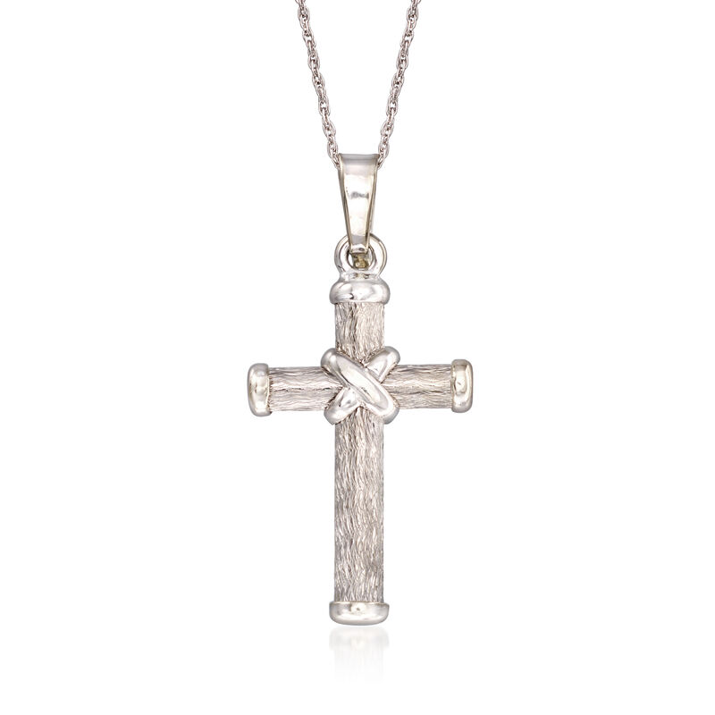 C. 1990 Vintage 14kt White Gold Cross Pendant Necklace. 18" image number 0