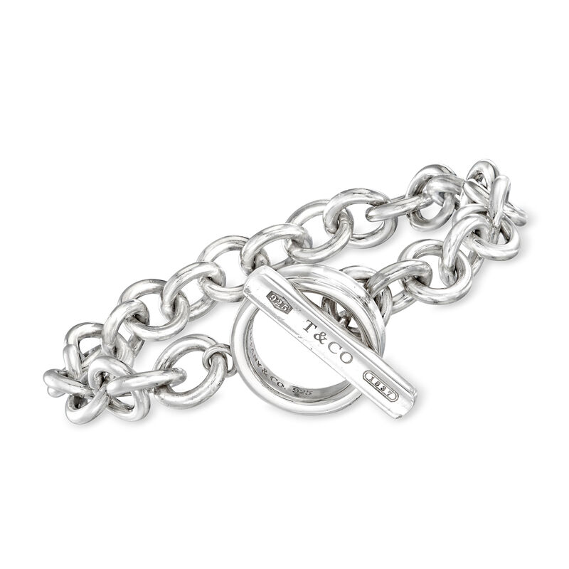 C. 2004 Vintage Tiffany Jewelry Sterling Silver Cable-Link Toggle Bracelet image number 0