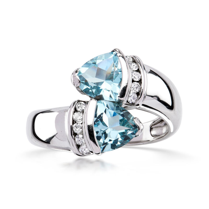 C. 1990 Vintage 1.80 ct. t.w. Sky Blue Topaz Bypass Ring with .16 ct. t.w. Diamonds in 14kt White Gold. Size 7 image number 0
