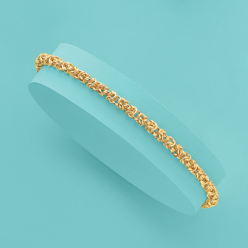 Italian 14kt Yellow Gold Byzantine Bracelet with Rolled Edges image number 3