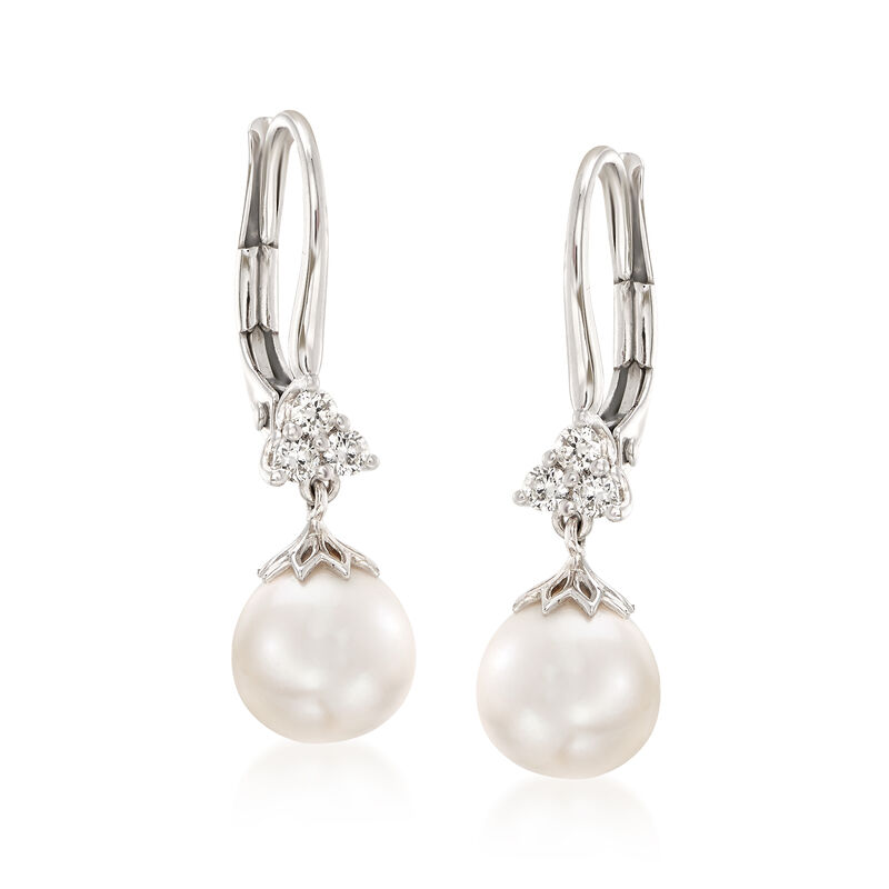 Gabriel Designs 7.3mm Cultured Pearl and .15 ct. t.w. Diamonds in 14kt White Gold image number 0