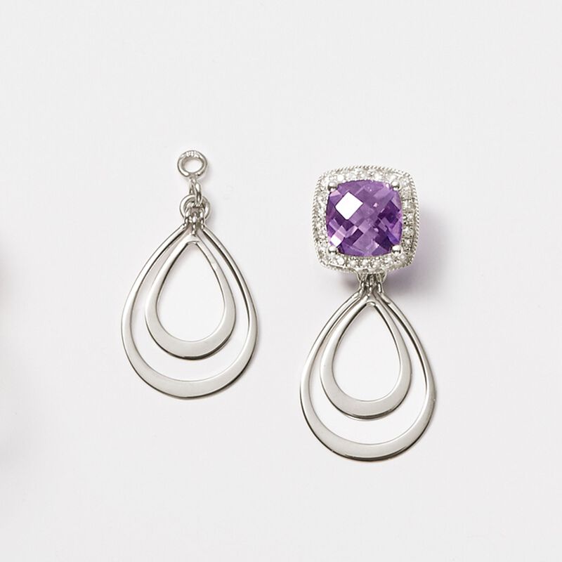 14kt White Gold Double Open Drop Earring Jackets image number 4
